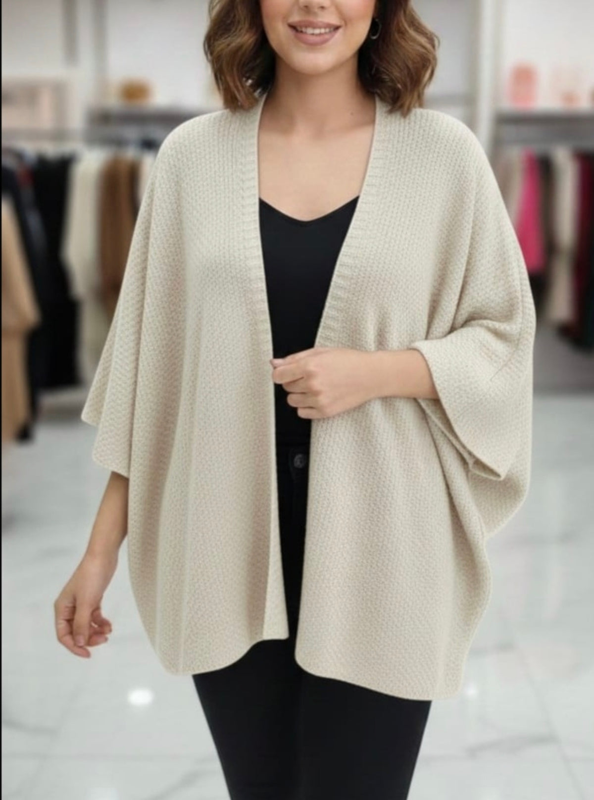 Oversize Yarasa Kol İnce Triko Hırka (Yarasa Kol)
