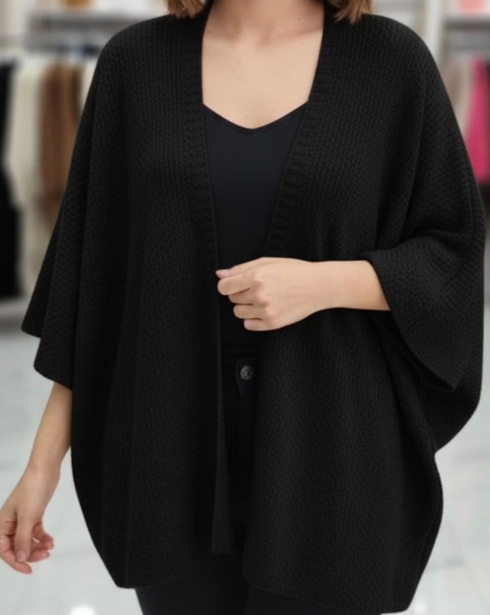 Oversize Yarasa Kol İnce Triko Hırka (Yarasa Kol)