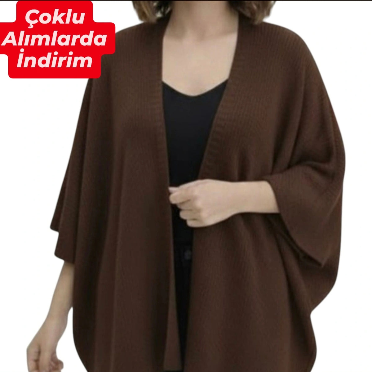 Oversize Yarasa Kol İnce Triko Hırka (Yarasa Kol)